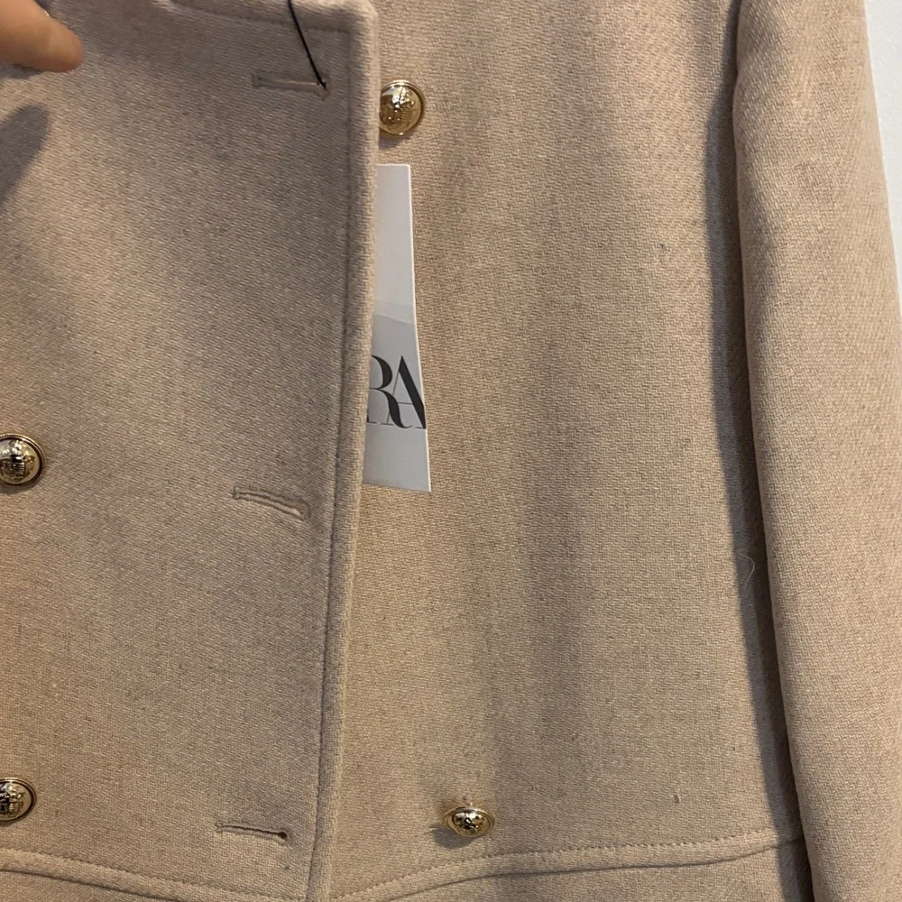 Zara Camel Beige Military-Style Coat with Gold Buttons *never worn-* - Picture 2 of 4